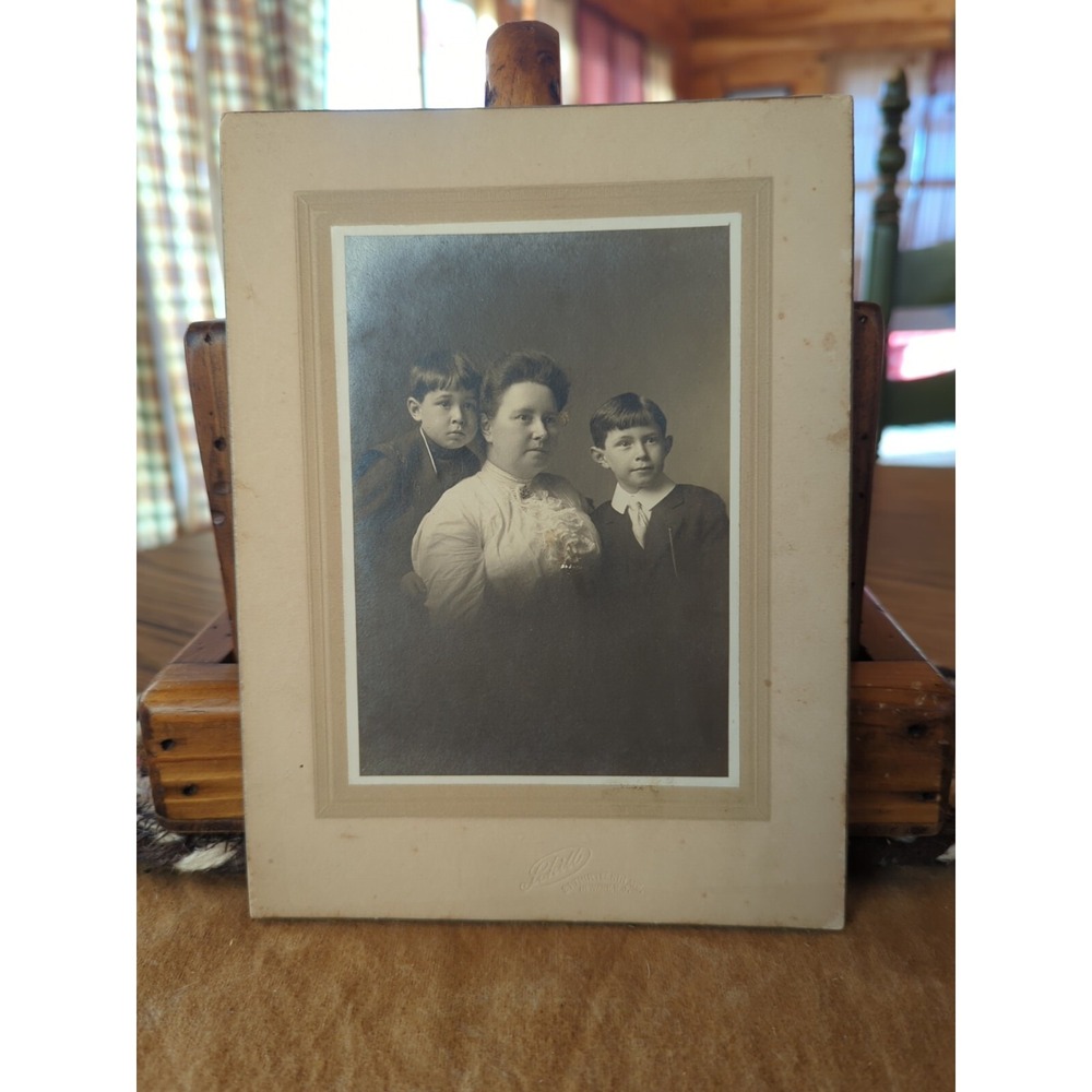 Rare Antique Cabinet Card Photo Victorian Portrait Mother Children Schill Newark